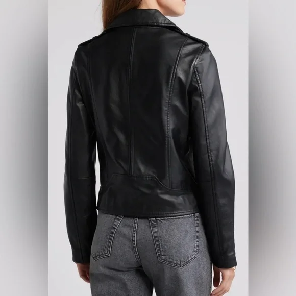 NEW [Sam Edelman] Black Long Sleeve Full Zipped Pockets Biker Womens Jacket Sz S - Picture 4 of 12